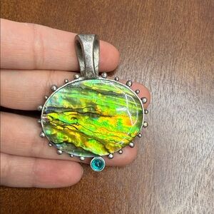 Chico's  Silver Tone Abalone Oval Pendant